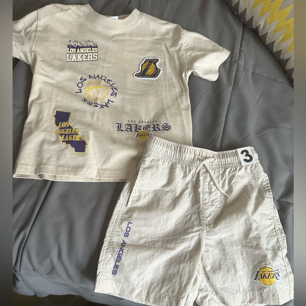2 pc shorts Lakers set for boys; size 3T; brand new